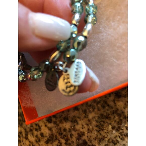 NWT Alex and Ani Rock and Raw Wrap teal Bracelet Spiked Retired $68 - Picture 3 of 6